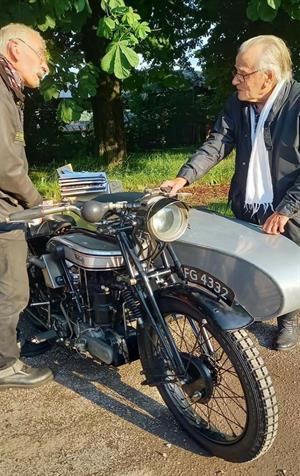 Geoff and Guy with Geoff's Norton outfit